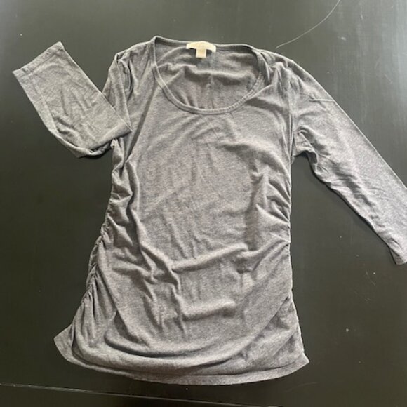 Michael Kors Grey 3/4 sleeve top with side zipper detail size L - Picture 1 of 6